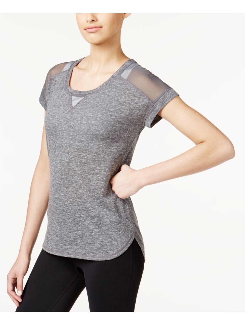 Ideology Womens Striped Mesh T-Shirt Size M
